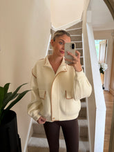 Load image into Gallery viewer, MOLLIE CONTRAST TRIM CREAM HEAVY KNIT JACKET
