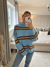 Load image into Gallery viewer, HALLIE BLUE YELLOW BROWN STRIPE KNIT JUMPER