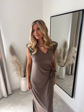 Load image into Gallery viewer, OPAL TAUPE WRAP T SHIRT DRESS