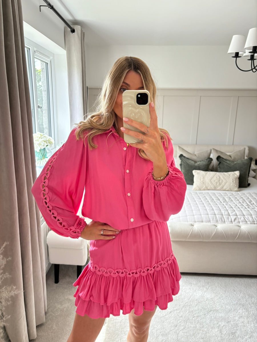 ZARA PINK SPARKLE RUFFLE SKIRT SET – The Fashion Den
