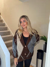 Load image into Gallery viewer, MIMI BROWN ARGYLE KNIT CARDIGANS