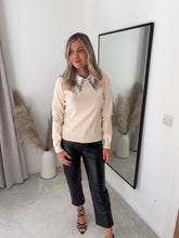 Load image into Gallery viewer, CALLY EMBELLISHED COLLAR CREAM KNIT JUMPER