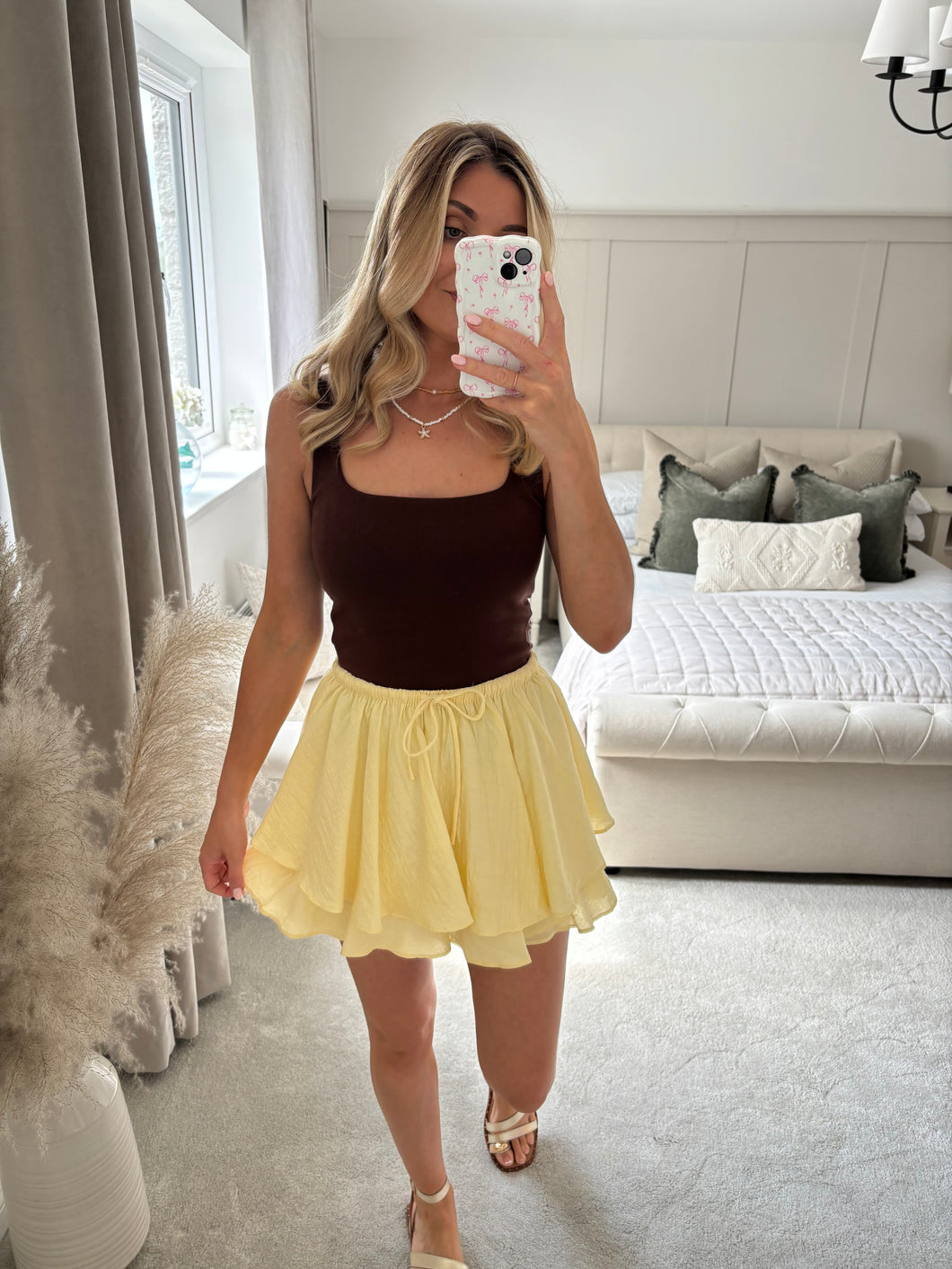 EFFIE BUTTERMILK LAYERED FLOATY SHORTS