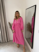 Load image into Gallery viewer, RAE PINK V NECK STRIPE CHEESECLOTH DRESS