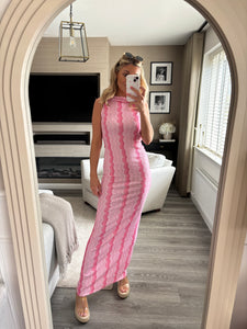SISI PINK RUFFLE DIP BACK DRESS