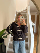 Load image into Gallery viewer, ERIN CHARCOAL SIDE STRIPE JACKET