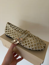 Load image into Gallery viewer, LEAH GOLD WEAVE MARY JANE BALLET FLATS
