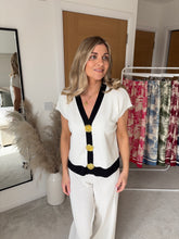 Load image into Gallery viewer, RIA WHITE  GOLD BUTTON DETAIL KNIT LOUNGE SET