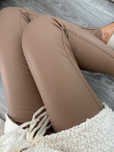 Load image into Gallery viewer, ANYA BEIGE LEATHER LOOK LEGGINGS WITH POCKETS