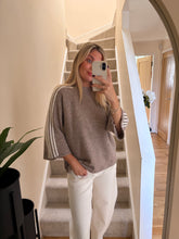 Load image into Gallery viewer, REMI TAUPE SIDE STRIPE KNIT TOP