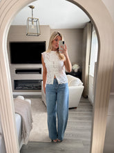 Load image into Gallery viewer, LACEY WHITE LACE MANDARIN BLOUSE