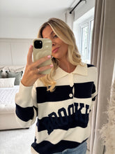 Load image into Gallery viewer, BROOKLYN NAVY KNIT STRIPE COLLAR JUMPER