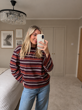 Load image into Gallery viewer, QUIN BURGUNDY STRIPE LONG SLEEVE TOP