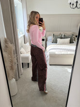 Load image into Gallery viewer, ALICIA HALF LEOPARD GREY SIDE STRIPE JOGGERS