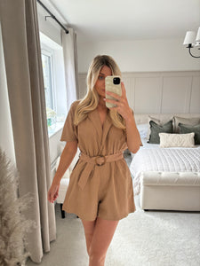 HOPE BEIGE BELTED PLAYSUIT