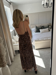 JADE BROWN LEOPARD PRINT COWL NECK DRESS