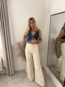 VERITY HIGH WAISTED FLARE CREAM JEANS