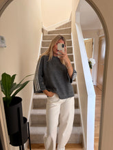 Load image into Gallery viewer, REMI GREY SIDE STRIPE KNIT TOP