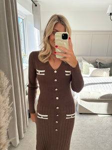 LUCIE BROWN KNITTED MIDI DRESS