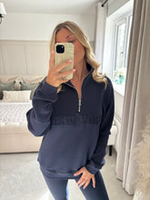 Load image into Gallery viewer, NEW YORK NAVY EMBOSSED HALF ZIP SWEATSHIRT