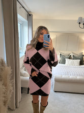 Load image into Gallery viewer, FIFI ARGYLE TURTLE NECK SKIRT AND JUMPER SET