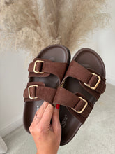 Load image into Gallery viewer, HELENA BROWN BUCKLE SANDALS