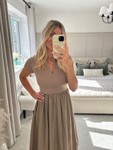 Load image into Gallery viewer, MAISIE BEIGE ZIP FRONT T SHIRT DRESS