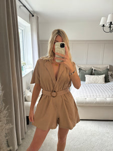 HOPE BEIGE BELTED PLAYSUIT