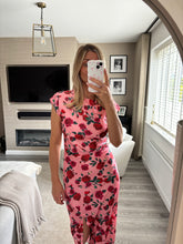 Load image into Gallery viewer, MARNIE ROSE PRINT SATIN MIDI DRESS