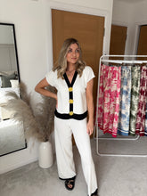 Load image into Gallery viewer, RIA WHITE  GOLD BUTTON DETAIL KNIT LOUNGE SET