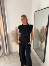Load image into Gallery viewer, BELLA BLACK ASYMMETRIC TOP &amp; WIDE LEG TROUSER COORD
