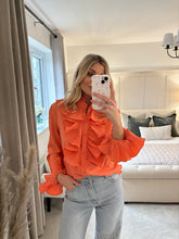 Load image into Gallery viewer, CLARA CORAL RUFFLE BLOUSE