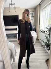 Load image into Gallery viewer, FAYE CHOCOLATE BROWN KNIT WAISTCOAT WITH FUR POCKETS