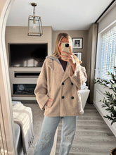 Load image into Gallery viewer, TAYLA BEIGE BORG JACKET WITH CONTRAST HOOD