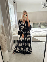 Load image into Gallery viewer, CLAUDIA BLACK PATTERNED MAXI DRESS