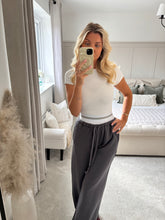 Load image into Gallery viewer, JESSIE CHARCOAL BANDED WAIST WIDE LEG TROUSERS