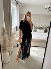 Load image into Gallery viewer, EVIE BLACK LACE SKIRT &amp; TEE COORD SET