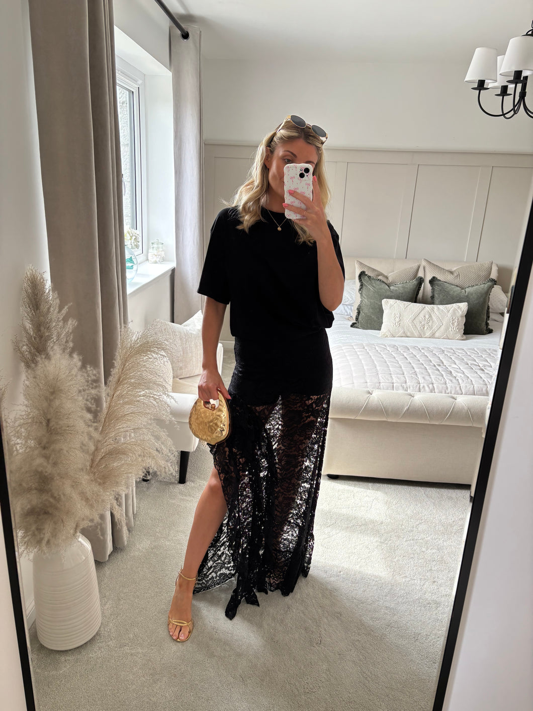EVIE BLACK LACE SKIRT & TEE COORD SET