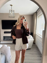 Load image into Gallery viewer, SASHA BEIGE LACE TRIM TAILORED SHORTS