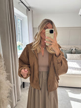 Load image into Gallery viewer, MAISIE BEIGE ZIP FRONT T SHIRT DRESS