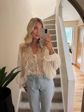 Load image into Gallery viewer, EDITH CREAM LACE TRIM SHEER BATWING BLOUSE