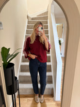 Load image into Gallery viewer, REMI BURGUNDY SIDE STRIPE KNIT TOP