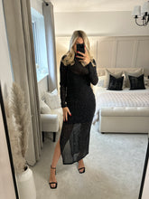 Load image into Gallery viewer, MARNIE EMBELLISHED SHEER MESH MIDI