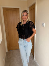 Load image into Gallery viewer, ESTHER BLACK LACE CAPE TOP