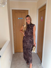 Load image into Gallery viewer, TIFFANY LEOPARD MOCK NECKLINE MIDI DRESS