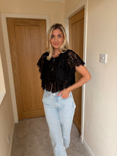 Load image into Gallery viewer, ESTHER BLACK LACE CAPE TOP