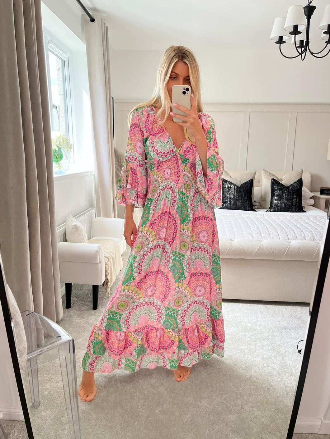 WILLOW PINK GREEN PRINT MAXI DRESS