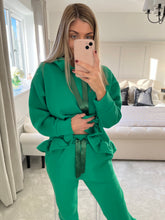 Load image into Gallery viewer, HEIDI GREEN FRILL RIBBON TIE LOUNGE SET