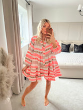 Load image into Gallery viewer, CASSIE ORANGE SHORT AZTEC DRESS