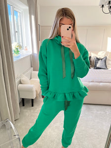 HEIDI GREEN FRILL RIBBON TIE LOUNGE SET